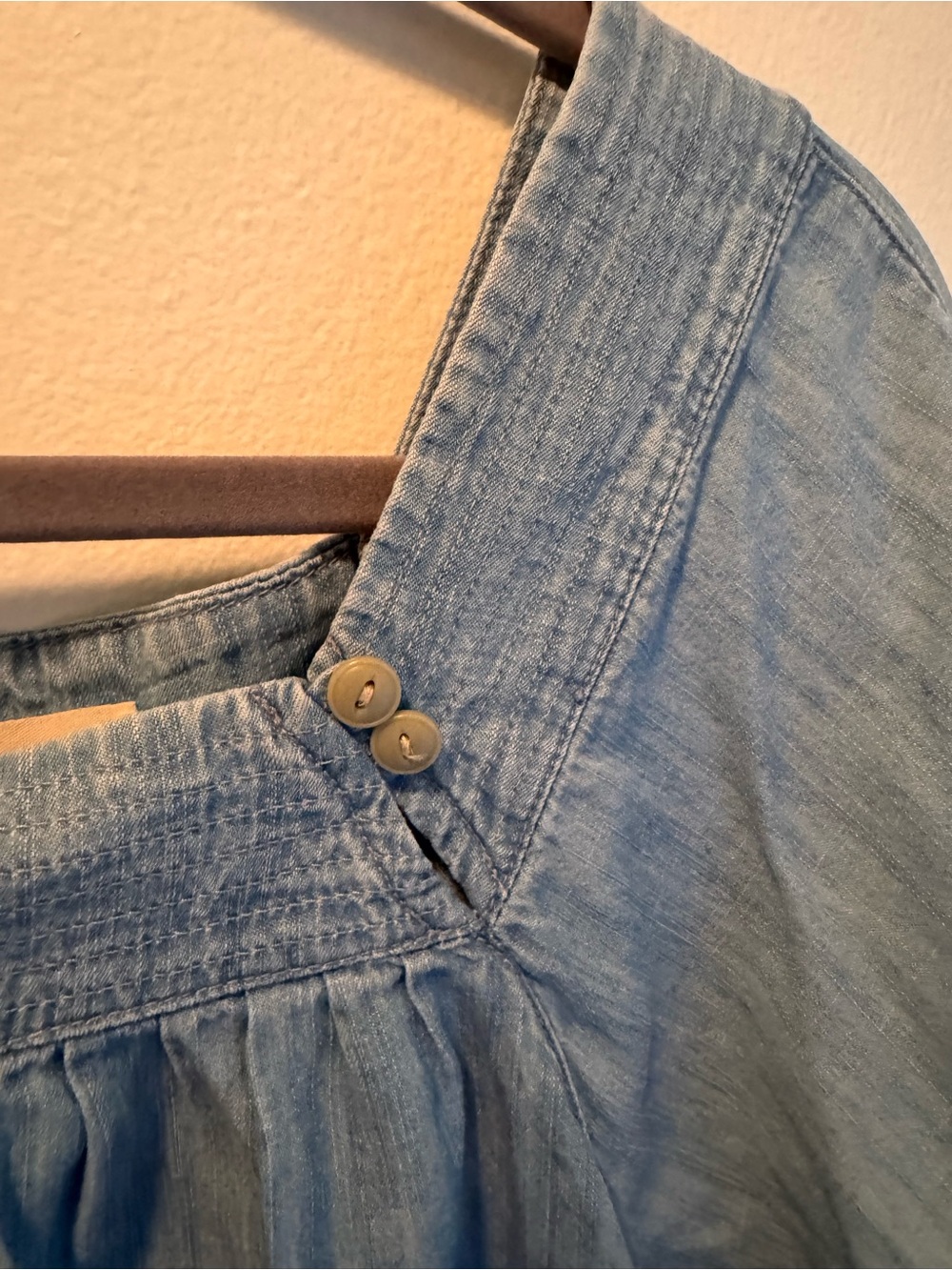 Madewell Washed Blue Lightweight Cotton Peasant Top - Size L - Picture 3 of 5